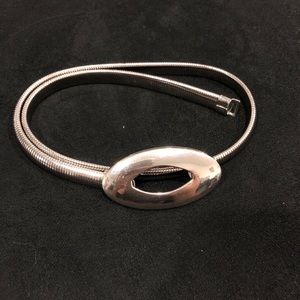 Vintage Silver Stretchy Thin Metal Waist Belt